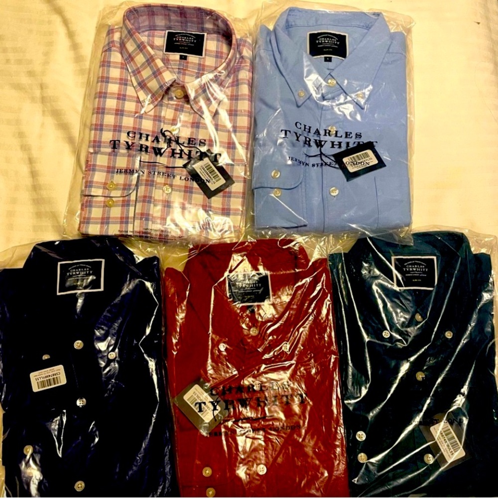 Top left checked short not included. $15 each, $60 for all 4. This is slim fit.